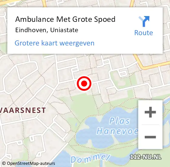 Locatie op kaart van de 112 melding: Ambulance Met Grote Spoed Naar Eindhoven, Uniastate op 21 maart 2019 00:23