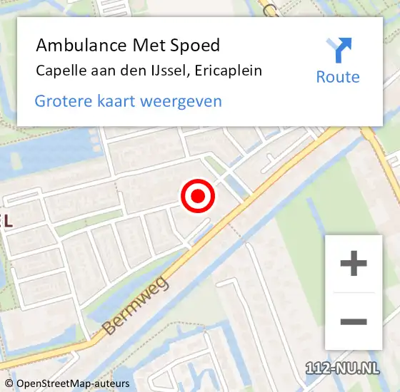 Locatie op kaart van de 112 melding: Ambulance Met Spoed Naar Capelle aan den IJssel, Ericaplein op 21 maart 2019 00:28