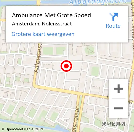 Locatie op kaart van de 112 melding: Ambulance Met Grote Spoed Naar Amsterdam, Nolensstraat op 21 maart 2019 00:28