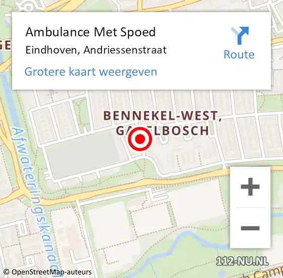Locatie op kaart van de 112 melding: Ambulance Met Spoed Naar Eindhoven, Andriessenstraat op 21 maart 2019 00:34