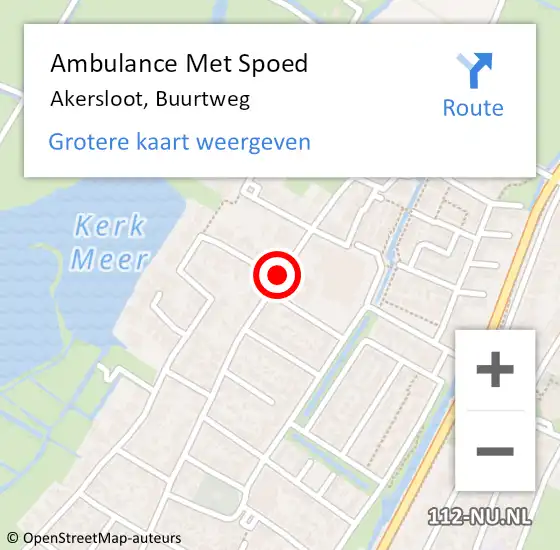 Locatie op kaart van de 112 melding: Ambulance Met Spoed Naar Akersloot, Buurtweg op 21 maart 2019 00:42