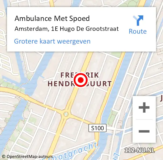 Locatie op kaart van de 112 melding: Ambulance Met Spoed Naar Amsterdam, 1E Hugo De Grootstraat op 21 maart 2019 01:33