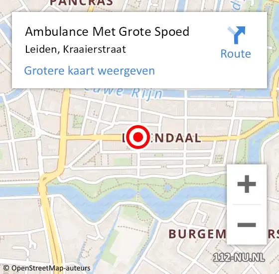 Locatie op kaart van de 112 melding: Ambulance Met Grote Spoed Naar Leiden, Kraaierstraat op 21 maart 2019 01:37