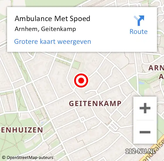 Locatie op kaart van de 112 melding: Ambulance Met Spoed Naar Arnhem, Geitenkamp op 21 maart 2019 01:45