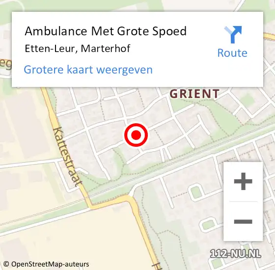 Locatie op kaart van de 112 melding: Ambulance Met Grote Spoed Naar Etten-Leur, Marterhof op 21 maart 2019 01:45