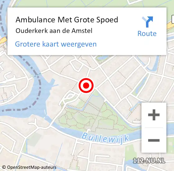 Locatie op kaart van de 112 melding: Ambulance Met Grote Spoed Naar Ouderkerk aan de Amstel op 21 maart 2019 01:49
