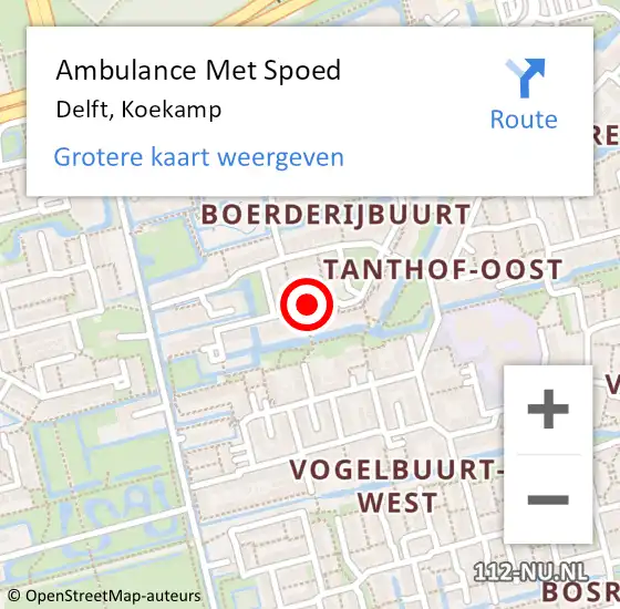 Locatie op kaart van de 112 melding: Ambulance Met Spoed Naar Delft, Koekamp op 21 maart 2019 01:52
