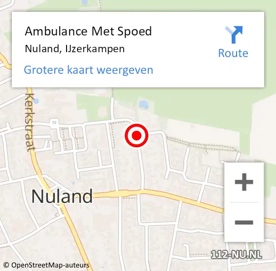 Locatie op kaart van de 112 melding: Ambulance Met Spoed Naar Nuland, IJzerkampen op 21 maart 2019 05:31