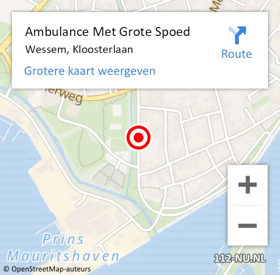 Locatie op kaart van de 112 melding: Ambulance Met Grote Spoed Naar Wessem, Kloosterlaan op 21 maart 2019 06:15