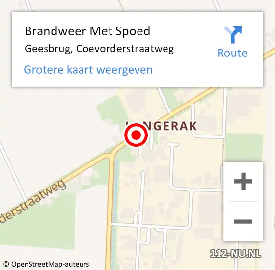 Locatie op kaart van de 112 melding: Brandweer Met Spoed Naar Geesbrug, Coevorderstraatweg op 21 maart 2019 07:46