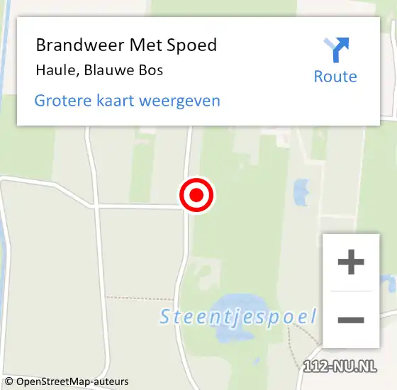 Locatie op kaart van de 112 melding: Brandweer Met Spoed Naar Haule, Blauwe Bos op 21 maart 2019 07:54