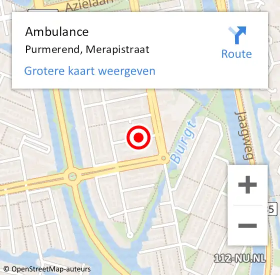 Locatie op kaart van de 112 melding: Ambulance Purmerend, Merapistraat op 21 maart 2019 08:09