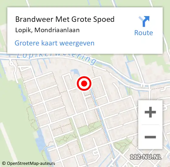 Locatie op kaart van de 112 melding: Brandweer Met Grote Spoed Naar Lopik, Mondriaanlaan op 21 maart 2019 08:35