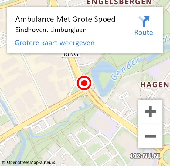 Locatie op kaart van de 112 melding: Ambulance Met Grote Spoed Naar Eindhoven, Limburglaan op 21 maart 2019 08:38