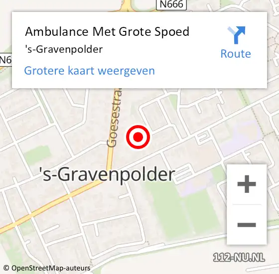Locatie op kaart van de 112 melding: Ambulance Met Grote Spoed Naar 's-Gravenpolder op 21 maart 2019 08:49