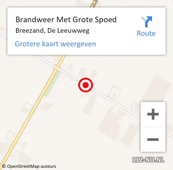 Locatie op kaart van de 112 melding: Brandweer Met Grote Spoed Naar Breezand, De Leeuwweg op 21 maart 2019 09:08