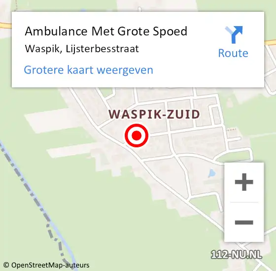 Locatie op kaart van de 112 melding: Ambulance Met Grote Spoed Naar Waspik, Lijsterbesstraat op 21 maart 2019 09:39