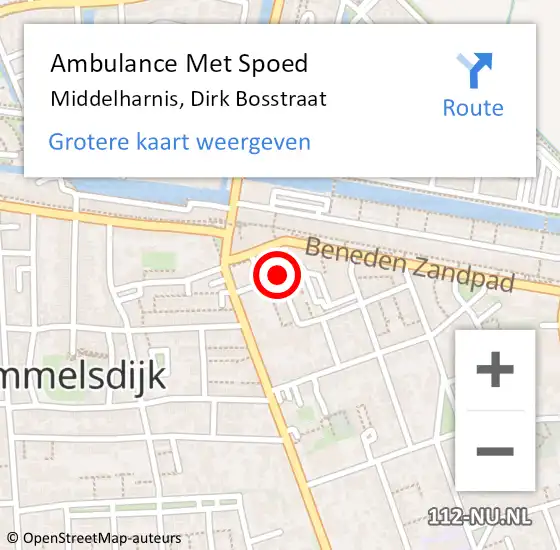 Locatie op kaart van de 112 melding: Ambulance Met Spoed Naar Middelharnis, Dirk Bosstraat op 21 maart 2019 10:15