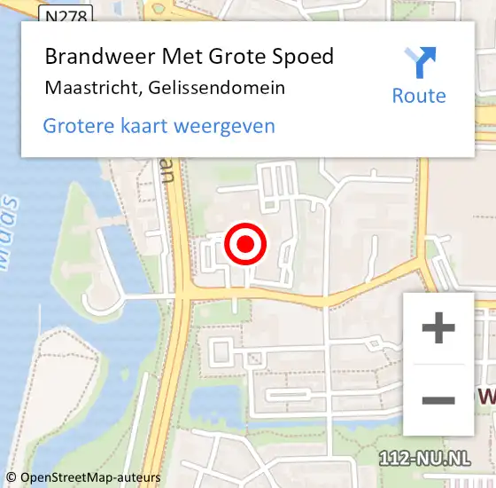 Locatie op kaart van de 112 melding: Brandweer Met Grote Spoed Naar Maastricht, Gelissendomein op 21 maart 2019 10:48