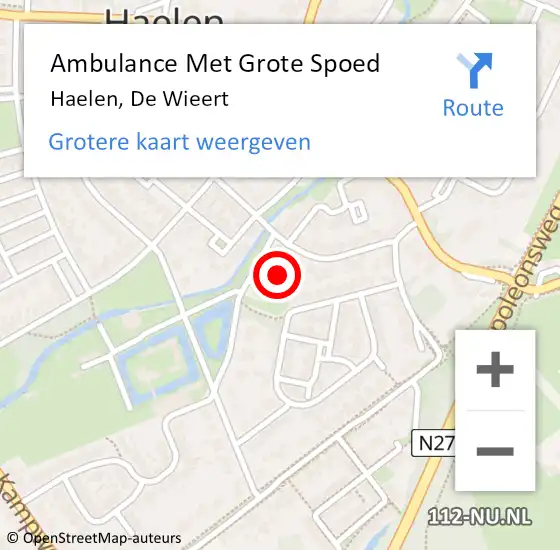 Locatie op kaart van de 112 melding: Ambulance Met Grote Spoed Naar Haelen, De Wieert op 21 maart 2019 11:23