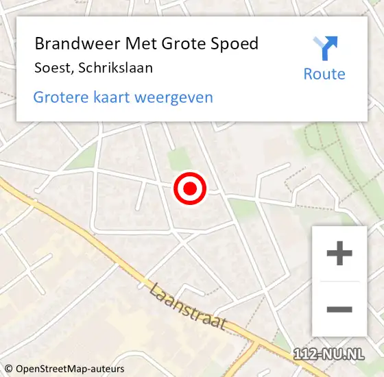 Locatie op kaart van de 112 melding: Brandweer Met Grote Spoed Naar Soest, Schrikslaan op 21 maart 2019 11:32