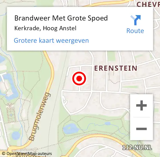 Locatie op kaart van de 112 melding: Brandweer Met Grote Spoed Naar Kerkrade, Hoog Anstel op 21 maart 2019 11:42