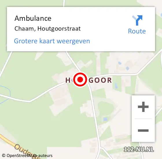 Locatie op kaart van de 112 melding: Ambulance Chaam, Houtgoorstraat op 21 maart 2019 12:14