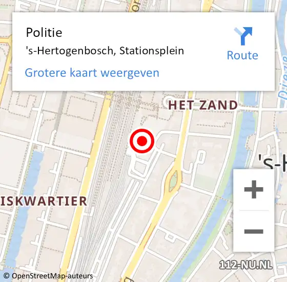 Locatie op kaart van de 112 melding: Politie 's-Hertogenbosch, Stationsplein op 21 maart 2019 12:31