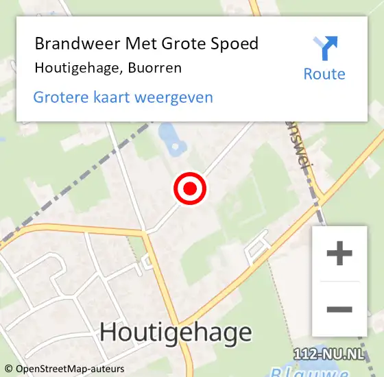 Locatie op kaart van de 112 melding: Brandweer Met Grote Spoed Naar Houtigehage, Buorren op 21 maart 2019 12:56