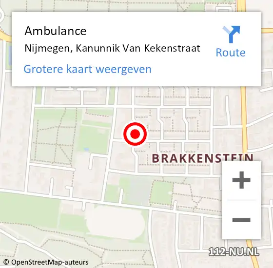 Locatie op kaart van de 112 melding: Ambulance Nijmegen, Kanunnik Van Kekenstraat op 21 maart 2019 13:06