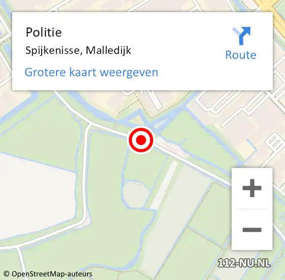Locatie op kaart van de 112 melding: Politie Spijkenisse, Malledijk op 21 maart 2019 13:08
