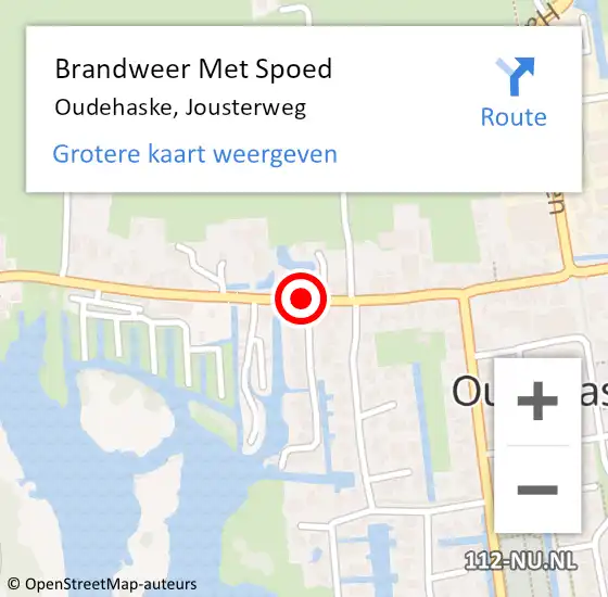 Locatie op kaart van de 112 melding: Brandweer Met Spoed Naar Oudehaske, Jousterweg op 21 maart 2019 14:51