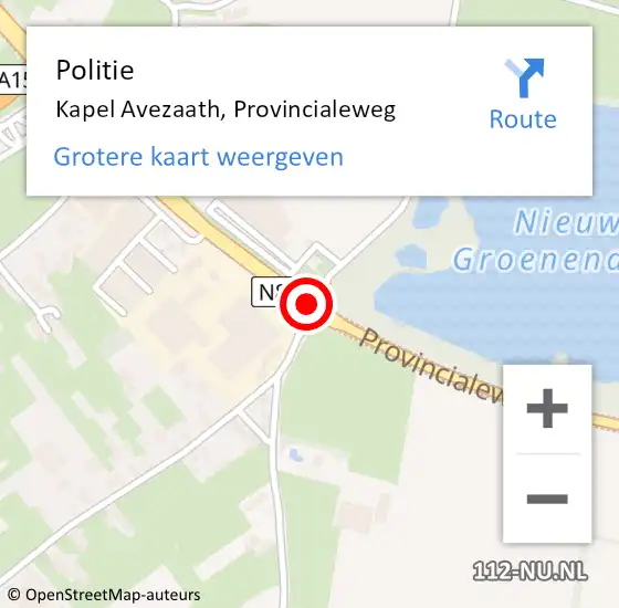 Locatie op kaart van de 112 melding: Politie Kapel Avezaath, Provincialeweg op 21 maart 2019 15:05