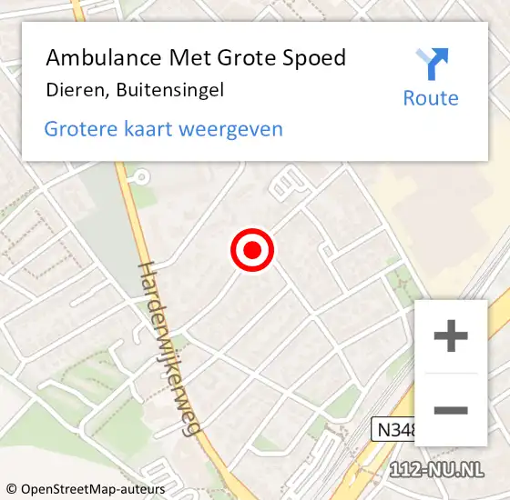 Locatie op kaart van de 112 melding: Ambulance Met Grote Spoed Naar Dieren, Buitensingel op 21 maart 2019 15:37