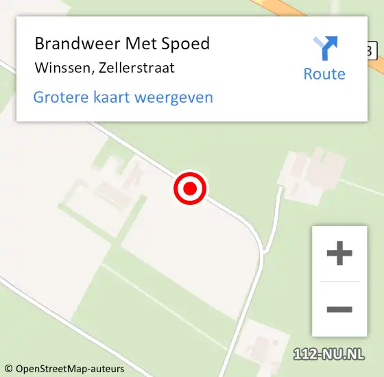 Locatie op kaart van de 112 melding: Brandweer Met Spoed Naar Winssen, Zellerstraat op 21 maart 2019 16:14