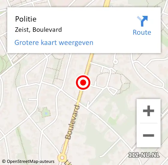 Locatie op kaart van de 112 melding: Politie Zeist, Boulevard op 21 maart 2019 16:18