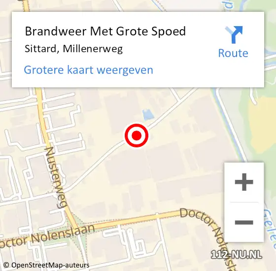 Locatie op kaart van de 112 melding: Brandweer Met Grote Spoed Naar Sittard, Millenerweg op 21 maart 2019 16:27
