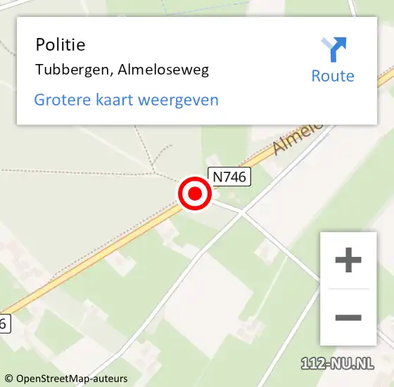 Locatie op kaart van de 112 melding: Politie Tubbergen, Almeloseweg op 21 maart 2019 16:31