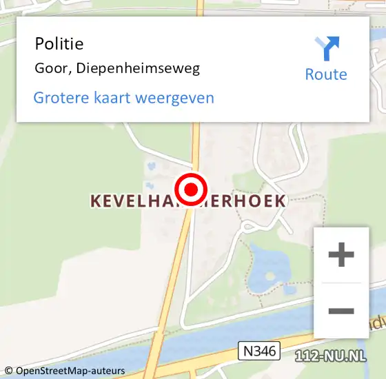 Locatie op kaart van de 112 melding: Politie Goor, Diepenheimseweg op 21 maart 2019 16:40