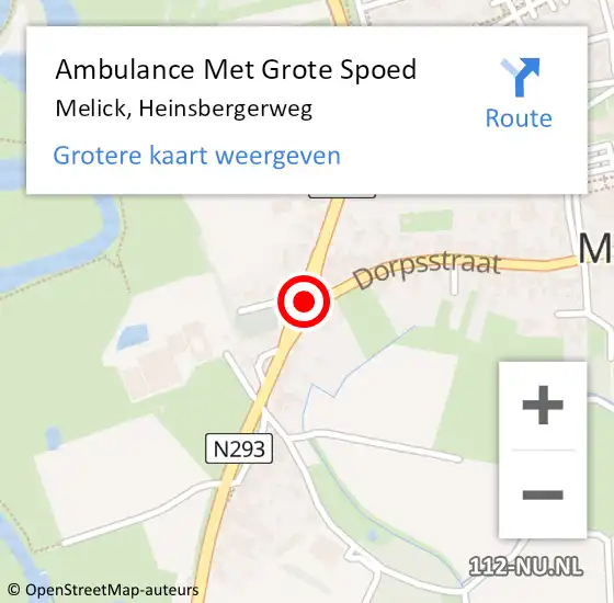 Locatie op kaart van de 112 melding: Ambulance Met Grote Spoed Naar Melick, Heinsbergerweg op 21 maart 2019 16:45