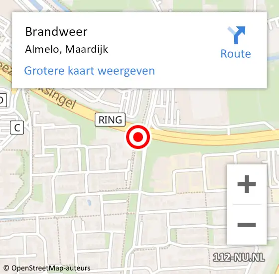 Locatie op kaart van de 112 melding: Brandweer Almelo, Maardijk op 21 maart 2019 16:48