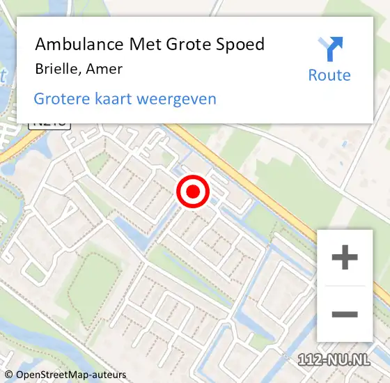 Locatie op kaart van de 112 melding: Ambulance Met Grote Spoed Naar Brielle, Amer op 21 maart 2019 17:11