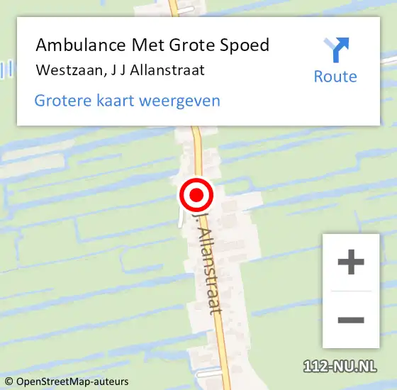 Locatie op kaart van de 112 melding: Ambulance Met Grote Spoed Naar Westzaan, J J Allanstraat op 21 maart 2019 17:14