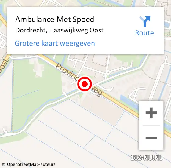Locatie op kaart van de 112 melding: Ambulance Met Spoed Naar Dordrecht, Haaswijkweg Oost op 21 maart 2019 17:17