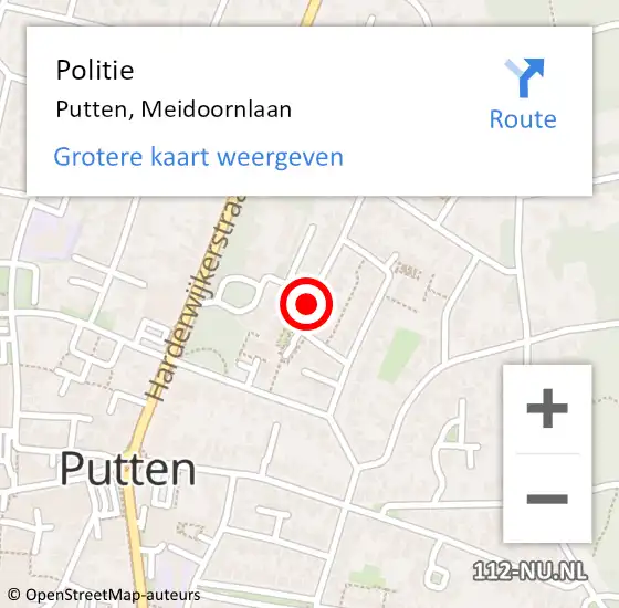 Locatie op kaart van de 112 melding: Politie Putten, Meidoornlaan op 21 maart 2019 17:18