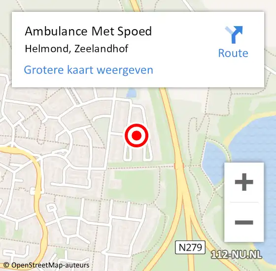 Locatie op kaart van de 112 melding: Ambulance Met Spoed Naar Helmond, Zeelandhof op 21 maart 2019 18:20