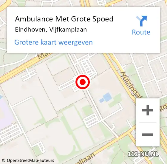 Locatie op kaart van de 112 melding: Ambulance Met Grote Spoed Naar Eindhoven, Vijfkamplaan op 21 maart 2019 19:07