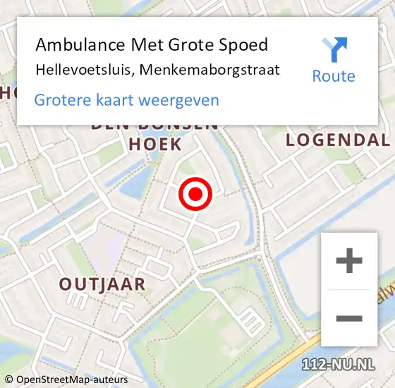 Locatie op kaart van de 112 melding: Ambulance Met Grote Spoed Naar Hellevoetsluis, Menkemaborgstraat op 21 maart 2019 19:11