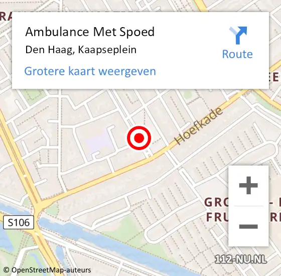 Locatie op kaart van de 112 melding: Ambulance Met Spoed Naar Den Haag, Kaapseplein op 21 maart 2019 19:41