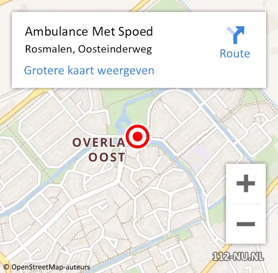 Locatie op kaart van de 112 melding: Ambulance Met Spoed Naar Rosmalen, Oosteinderweg op 21 maart 2019 19:42